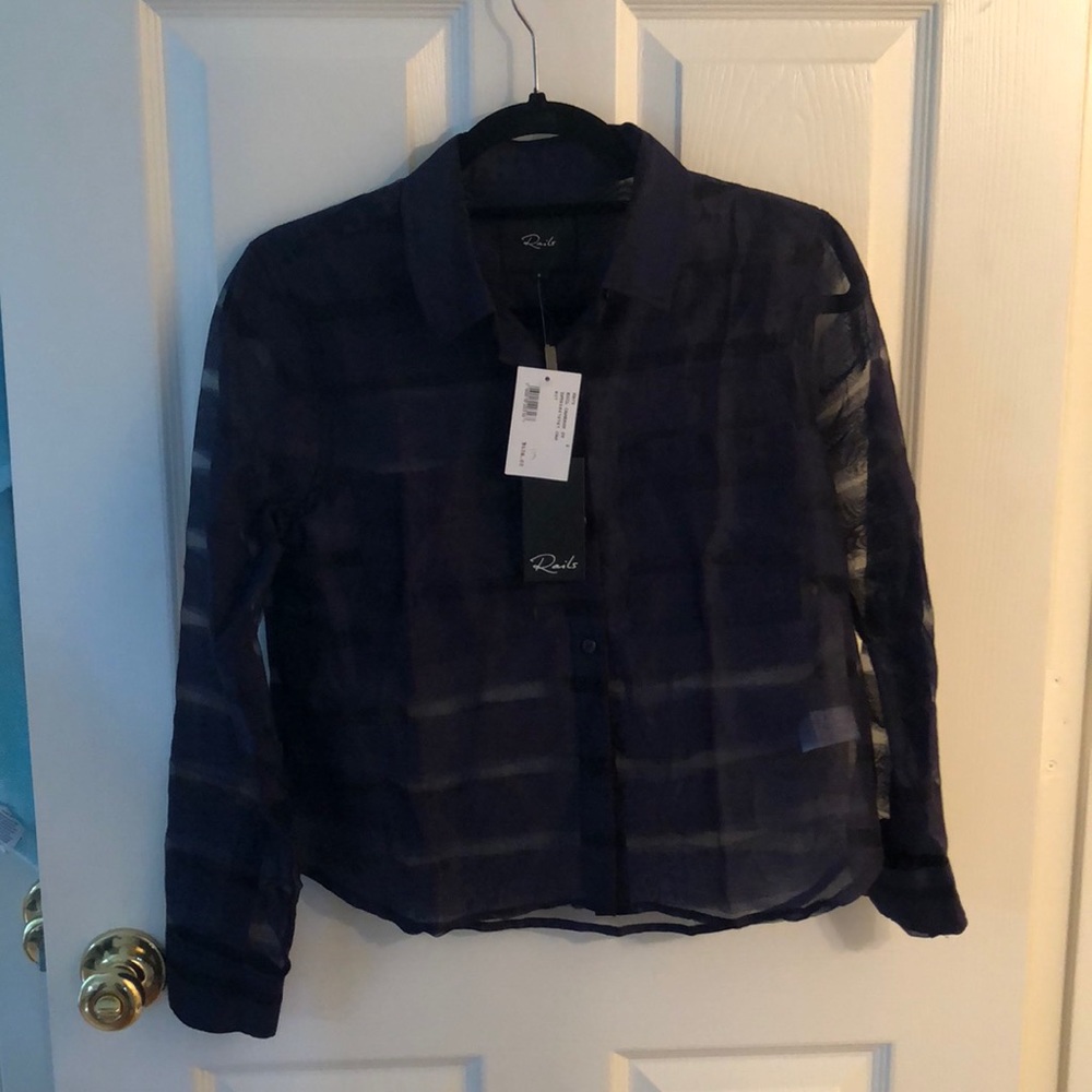 NWT Rails Sheer Silk Navy Blouse